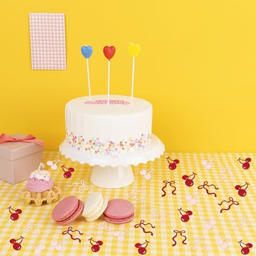 200Pcs Double-sided Pink Bows & Red Cherry Confetti Cherry Fruit Table Confetti Bow Table Decorations for Baby Shower Girls Birthday Engagement Bachelorette Party Decoration Party Confetti Supplies - Image 4