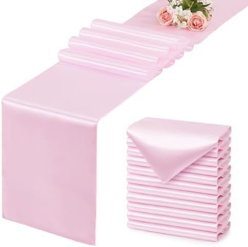 Light Pink Satin Table Runner, 12x108 Inches, 2 Pack by VCUSUELER
