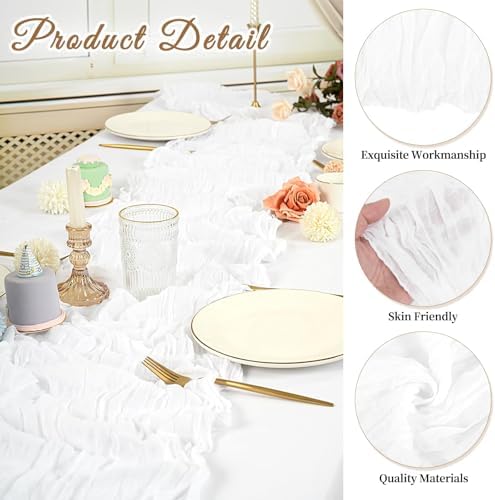 20 Pack Cheesecloth Table Runner 20 x 120 Inch, White - Image 3