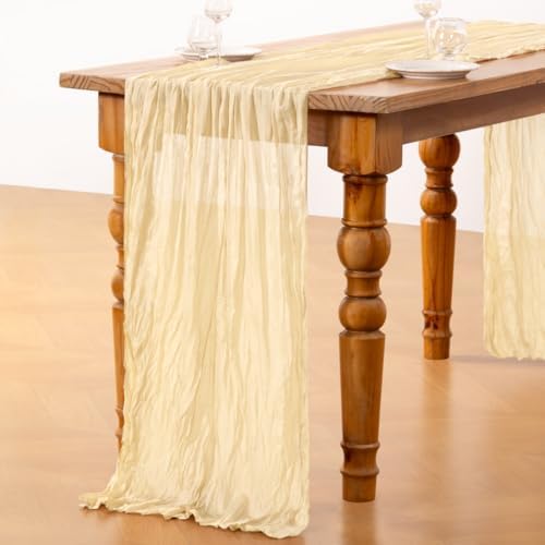 DeZerlor Beige Cheesecloth Table Runners 12 Pack Summer Boho Runners - Image 6