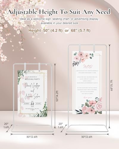 Wedding Welcome Sign Stand, Welcome to our Wedding Sign Holder, Elegan White Easel Stand for Sign Poster With 39 Premium Templates & Leather Sign Hanging Straps,Easel Sign Stand for Wedding Decor - Image 2