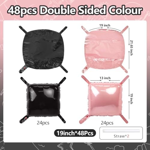 NISOCY 48PCS Black and Pearl Pink Square Foil Balloons Wall Backdrop - Image 2