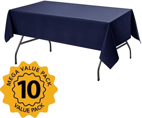 10-Pack Navy Blue Tablecloths for Rectangle Tables, 60 x 84 Inches - Image 2