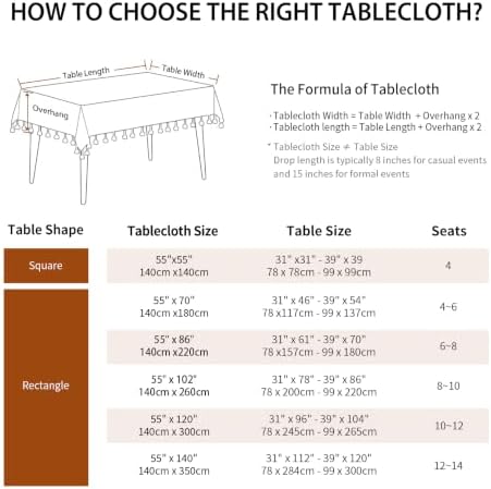 Deep Dream Tablecloths, 55 x 86 Inch Waterproof Table Cloth, Linens Wrinkle Free Anti-Fading, Rustic Table Cover Decoration for Kitchen Dinning Christmas (Rectangle/Oblong,6-8 Seats, Light Coffee) - Image 6