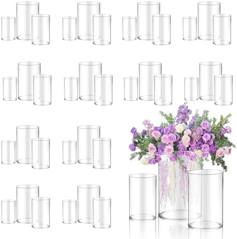 36pcs Glass Vase Cylinder for Centerpieces 4,4.7,6Inch Tall Small Flower Glass Clear Home Decor Centerpiece Table Flower Vase Decorations for Wedding＆Holiday by Unknown