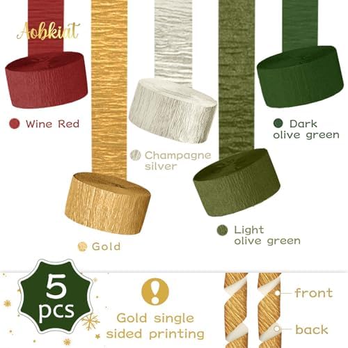 AOBKIAT Christmas Crepe Paper Streamer Party Decorations,5 Rolls - Image 2