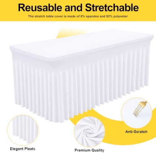 Smiry Spandex Elastic Fitted Table Cloth Skirt for 6FT Rectangle Table - Image 4