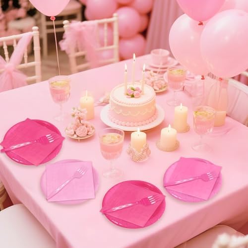 Serves 35 Guests Gradient Pink Plates and Napkins Party Supplies - Image 6