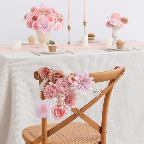 Floweroyal Artificial Flowers Fake Rose Flowers Dahlia with Stems for DIY Wedding Bridal Bouquets, Baby Shower, Floral Arrangement, Table Centerpieces, Home Decorations (Nude Color) - Image 6