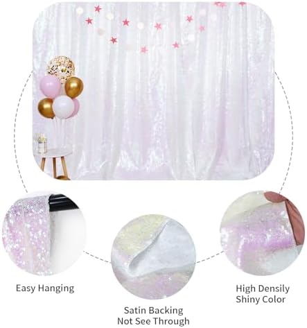SquarePie 6x6ft Iridescent Sequin Backdrop, High Density Non-Transparent Glitter Curtain for Photography, Birthday, Wedding Party Decorations, Thick Solid Background with 4" Rod Pocket, 1 Panel - Image 7