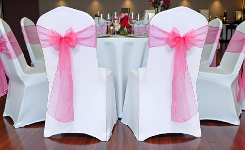 MDS Pack of 200 Organza Chair Sashes for Wedding & Event Décor – Coral - Image 2