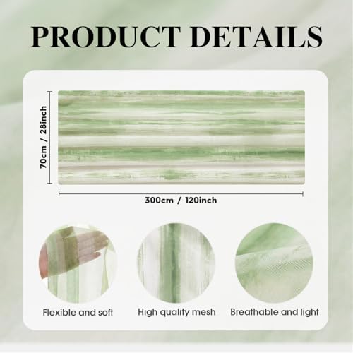 Artoid Mode Boho Green Stripes Spring Chiffon Table Runner 120 Inches 10FT,Seasonal Fabric Kitchen Dining Holiday Table Decor for Home Party - Image 6