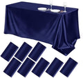 TURSTIN 8 Pack Navy Blue Satin Tablecloth 102 x 58'' Overlay Table Cover by TURSTIN