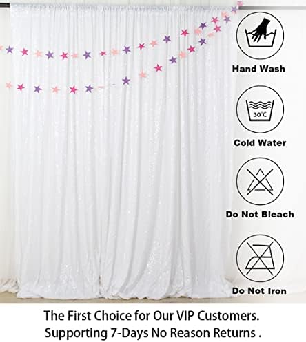 ShinyBeauty 4FTx7FT White Sequin Backdrop,Elegant Wedding & Party Decor,Sparkly Photo Background, Seamless Sequin Curtain | Perfect for Events - Image 5