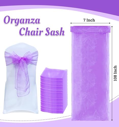 Pack of 200 Organza Chair Sashes for Wedding & Event Décor – Light Purple - Image 3