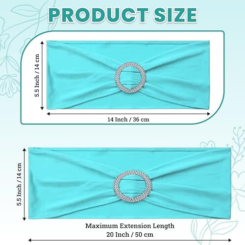 MDS Pack of 25 Spandex Chair Sashes for Wedding Party & Event – Aqua Blue - Image 2