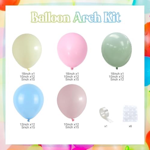 Pastel Balloon Garland Arch Kit Baby Pink Yellow Green Blue Balloons - Image 2