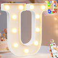 Pooqla LED Light Up Letters, Warm White and Colorful Lighted Marquee Letters with Remote, Lighted Letter for Party Birthday Decorations, Gift for Girls Boys Night Light, Wedding Home Decor, Letter U by Pooqla
