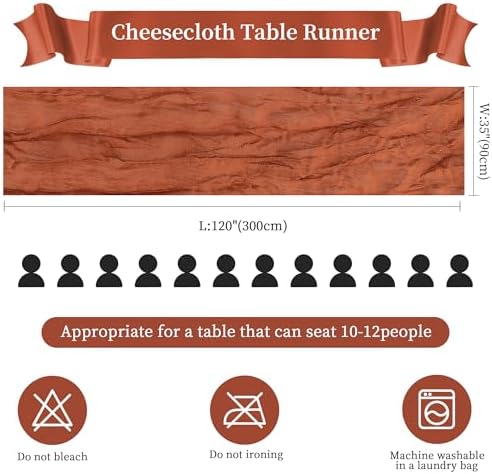 AGIRL 12 Pack Terracotta Cheesecloth Table Runner 10FT Fall Boho Home Decor - Image 2