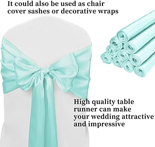 10-Pack Aqua 12 x 108 inches Long Premium Satin Table Runner - Image 3