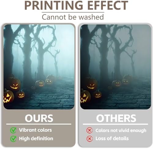 Misty Forest Backdrop for Halloween Eve Party Glowing Pumpkin Lantern Spooky Dense Fog Dead Trees Stone Path Horror Night Photography Background Photo Booth Studio Props 8x6ft - Image 5