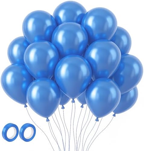 Voircoloria 105pcs Metallic Blue Party Latex Balloons, 12inch by Voircoloria