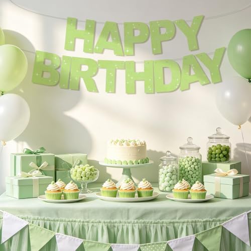 BEISHIDA Pre-Strung Light Green Happy Birthday Banner Party Sign Decoration - Image 5