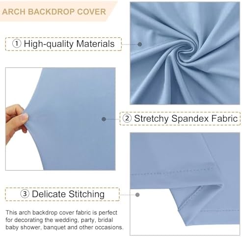 FANPROMS Wedding Arch Cover Set of 2 Dusty Blue Wedding Arch Cover 6FT 7.2FT Spandex Arch Cover Set for Birthday Party Boho Balloon Arch Stand Covers Set for Reception Party Metal Stand Decorations - Image 3