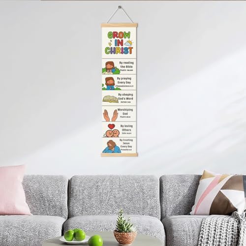 Christian Decor, Grow in Christ Poster, Bible Lesson Banner for Home Church Classroom Decoration, Inspirational Religious Gift, Family Hanging of Scripture and Words Decorations 13 - Image 6