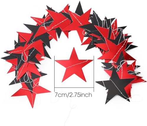 Patelai 130 ft Star Garland Banner Decor,Red,Black - Image 3
