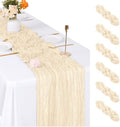 6 Pack Ivory Cheesecloth Table Runner, 17 x 108 inch, Semi Sheer Boho Cheese Cloth Fabric Table Runner Bulk for Wedding , Birthday, Party, Holiday, Home Decor (Ivory) by ACSUIT