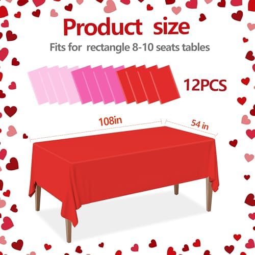 12Pcs Pink Plastic Tablecloths Disposable,54 x 108 Inch - Image 2