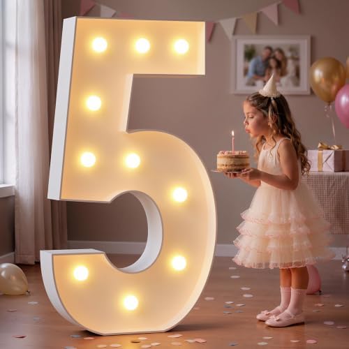 imprsv Large Marquee Numbers, 3FT Light Up Numbers 5 for Party Decor by Letsmakeitimpressive