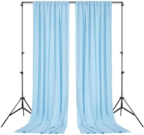 Baby Blue/Light Blue Backdrop Curtains 10ftx10ft Polyester Photo Drapes - Image 4