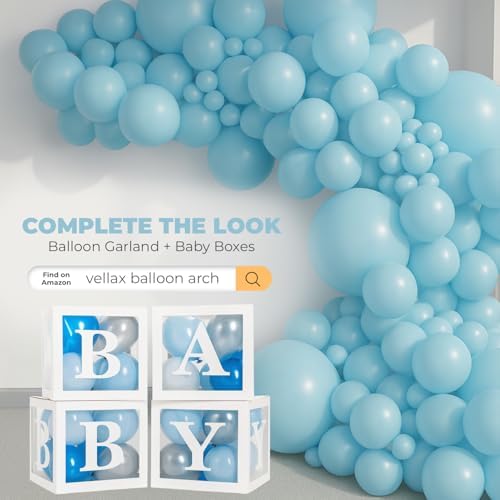 44-Pc Baby Shower Boxes & Balloons, Gender Reveal - Classic White & Blue - Image 6