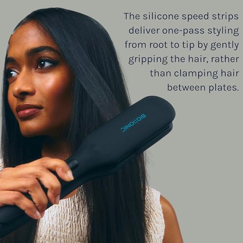 Bio Ionic OnePass Styling Flat Iron - Moisturizing Heat Hair Straightener with Silicone Speed Strips, Digital Temperature Control to 450°F, Auto Shut-Off, Shine-Boosting Plates - Image 4