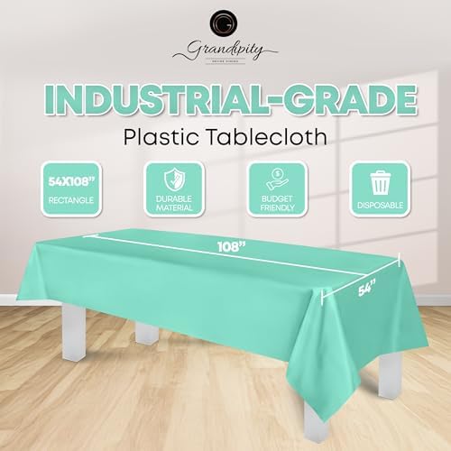 Grandipity Plastic Table Cloth Disposable 12 Pack 54” x 108” Rectangle - Image 2