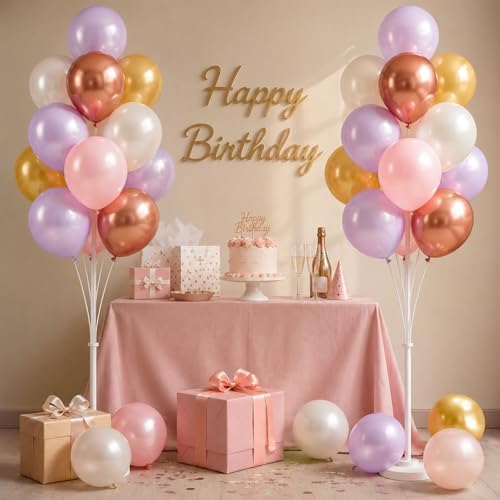 Pastel Pink Balloon Column Kit Set of 2 For Floor or Table - Image 5