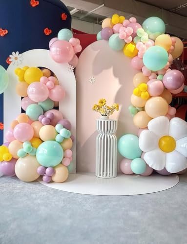 Daisy Balloon Arch Garland Kit - 148 Pcs Groovy Pastel Balloon Arch with Flower Balloons in Purple, Blue, Orange, Yellow for Boho Girl Birthday, Baby Shower, Wildflower Party Decorations - Image 3