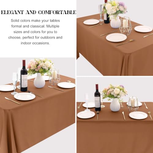 4 Pack Rectangle Tablecloth for 6 Foot Tables Washable Polyester Table Cover for Wedding Dining Table Parties Banquet (4, Brown, 60inch x 102inch) - Image 3