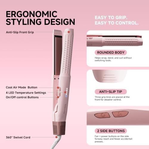 Tideway Hair Straightener,Dual Voltage 1" Ceramic Travel Flat Iron Cool Air - Image 6
