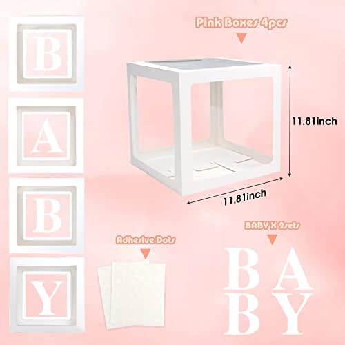 Voircoloria Baby Balloon Boxes with Letters, White, 4 Transparent Boxes - Image 2