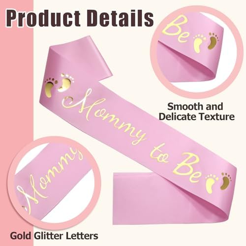 MILVOWOC Baby Shower Sash 2 Pack Mommy & Daddy to Be Set, Pink - Image 2