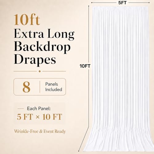 40x10 FT White Backdrop Curtains for Weddings, Parties and Photo Booths - Image 5