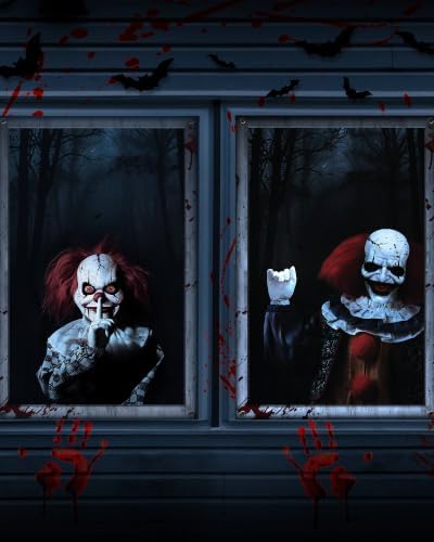 2pcs Halloween Window Cover Decor, Scary Ghost Curtain Outdoor by YUSPENYE