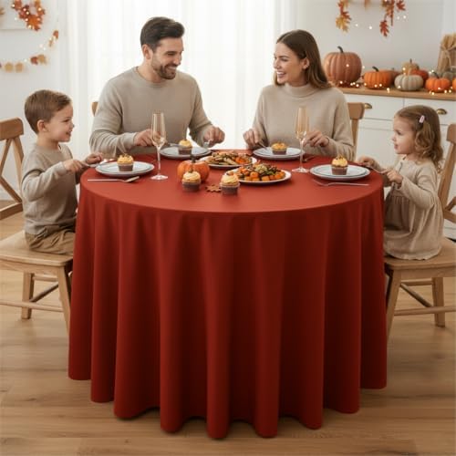 Fitable 6 Pack Rust Tablecloths 120 Inch Round for 48"-96" Tables - Image 3