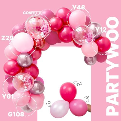PartyWoo Hot Pink Balloons 66pcs 12 Inch Magenta Fuchsia Latex Balloons - Image 3