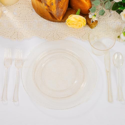 WELLIFE Gold Glitter Disposable Plates, Dinnerware Set for 50 Guests - Image 5