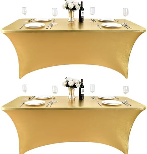 2-Pack 6ft Spandex Table Covers for Rectangle Standard Folding Tables - Wrinkle Resistant Stretch Tablecloths - Ultimate Fitted Table Protector for Parties, Trade Shows, Banquet by Unknown