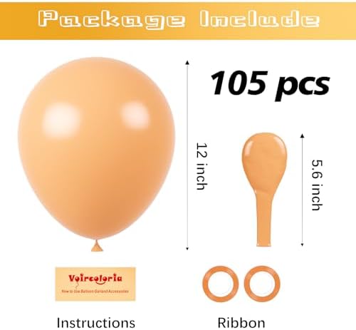 Voircoloria 105pcs Peach Party Latex Balloons, 12inch - Image 2